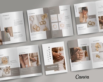 Jewelry Catalog Canva Template: Editable 20-Page Pricing Booklet Design (US Letter)