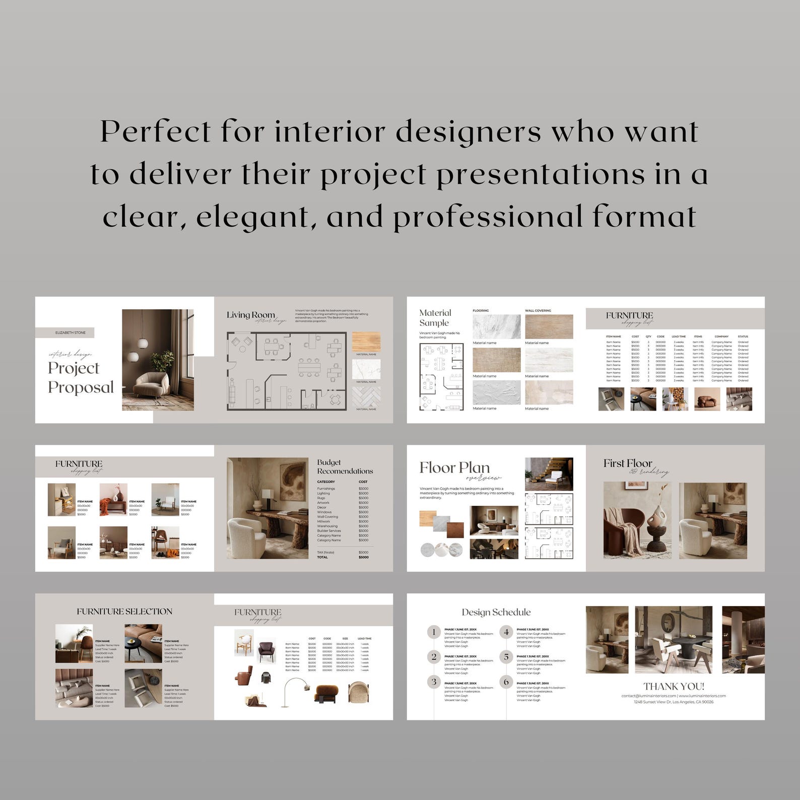 Interior Designer Project Proposal for Client Template: Editable Canva ...