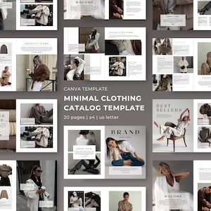 衣料品カタログテンプレート | ファッションラインシート | Canvaで編集可能 | ミニマルデザイン | A4 & USレター