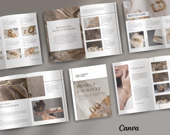 Jewelry Catalog Template:  Editable Product Brochure | Minimalist Canva Design (24 pages, US Letter & A4)