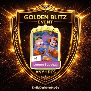 Lemon Squeezy Set 18 - Monopoly Go 5 Star Sticker - - Golden Sticker