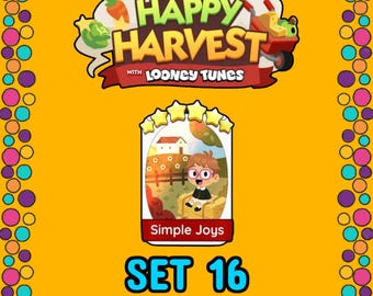 Simple Joys - Set 16 - Monopoly_Go Sticker 6 Star - Happy Harvest Album