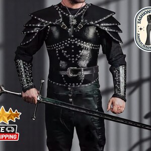 Strój średniowiecznego rycerza męskiego | Zbroja wikingów do odgrywania ról | Projekt napierśnika w stylu steampunk | Zbroja naramienna fantasy cosplay