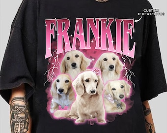 Comfort Colors® Custom Retro Dog Shirt, Personalized Pet Tee, Custom Photo Gifts 90s Graphic, Bootleg Rap Dog Shirt, Custom Design Tshirt