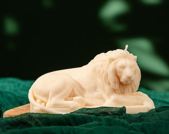 Bougie statue de lion 3D Bougie animal sculpturale en cire de soja