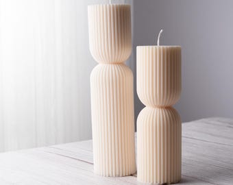 Aesthetic Pillar Candles | Modern Soy Wax Candle Set | Minimalist Home Décor | Vegan Gift