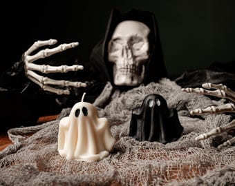 Handmade Ghost Soy Wax Candle – Spooky Halloween Decor