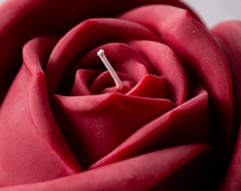Vela de rosa enorme, decoración floral escultural de cera de soja