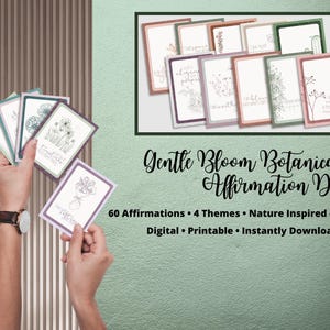 60 tarjetas de afirmación imprimibles, tarjetas de afirmación digitales, tableros de visión imprimibles, baraja de tarjetas de afirmación, tarjetas de afirmación positiva en PDF