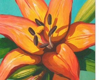 Print on Canvas, "Coral Lilies" (Unframed)