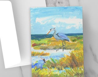 Folded Cards, "Marsh Walker", Set 10, 5"x7"