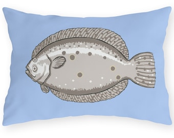 Outdoor Pillow Flounder On Periwinkle