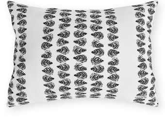 Black Oyster Stripe Lumbar Outdoor Pillowl