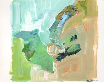 Map of Joy, Original Acrylic Painting On Paper, 8"x8"