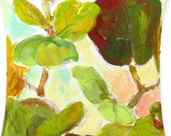 Sea Grapes 20" Cotton Twill Throw Pillow