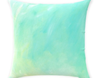 Sea Grapes 16" Aqua and Yellow Throw Pillow