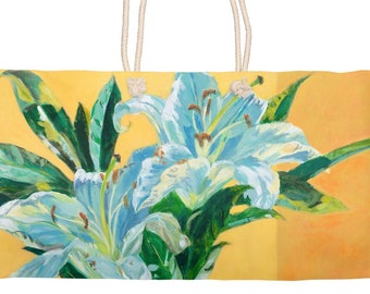 White Lilies Weekender Tote