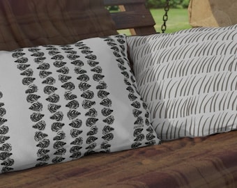 Outdoor Pillow, Sea Foam Collection,  Black Oyster Stripe Lumbar