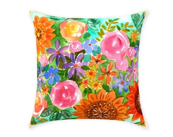 16" Cotton Twill Throw Pillow, "Sunny Disposition"