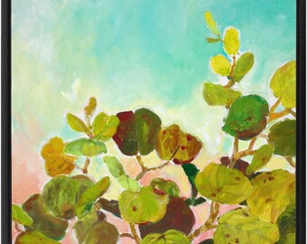 Sea Grapes, Wood Framed Stretched Canvas Print, 40"x40" Plus Frame