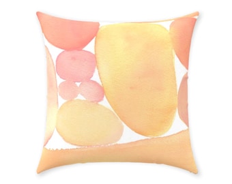 Coral Bliss Throw Pillow, 100% Cotton Twill 20"x20" Includes Insert and Zippered Cover
