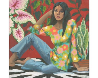 Female Figure Painting, Print on Canvas, "Inner World"