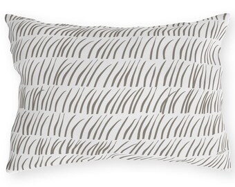Marsh Grass and Oyster Stripe Lumbar Outdoor Pillow