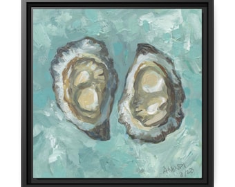 Framed Oysters Print on Canvas, "Eastern Oysters III"