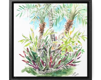 Framed Print on Canvas, "Palm Trees, Florida"
