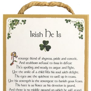 Es irlandés - Poema del irlandés - Placa de madera colgante de 5 x 10 pulgadas