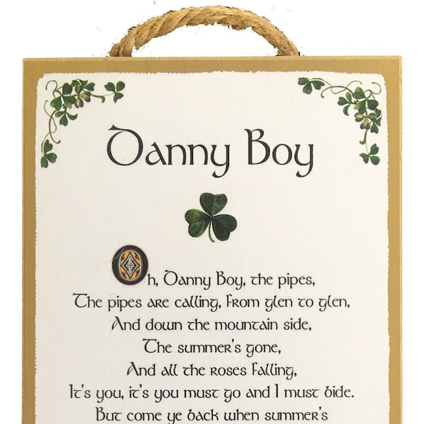 Danny Boy - Irish Song Lyrics - 5x10 Inch Hanging Wooden Plaque