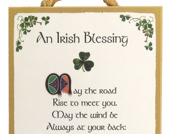 May the Road Rise Irish Blessing 5x10 Hanging Wooden Plaque Wall Art Kitchen Decor Housewarming Gift