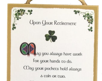 Upon Your Retirement - Irish Retirement Blessing - 5x10 Inch Hanging Wooden Plaque