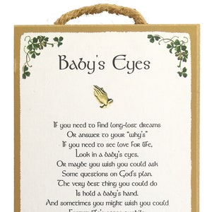 Baby's Eyes - Irish Baby Blessing - 5x10 Inch Hanging Wooden Plaque