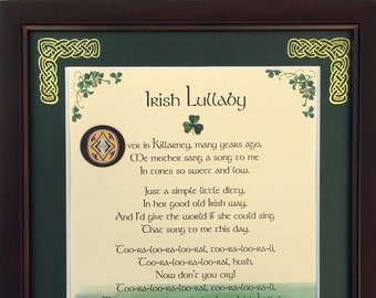 Irish Lullaby - Framed Song Lyrics - Personalize with Name, Date, Custom Message