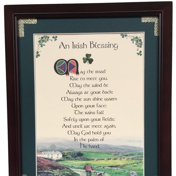 May The Road Rise Up To Meet You - Framed Irish Blessing - Personalize with Name, Date, Custom Message