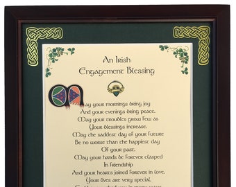 Irish Engagement Blessing - Framed Engagement Gift - Personalize with Names, Date, Custom Message