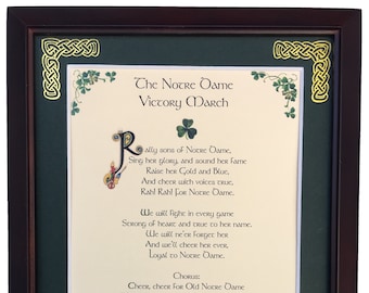 Notre Dame Victory March - Framed Song Lyrics - Personalize with Name, Date, Custom Message