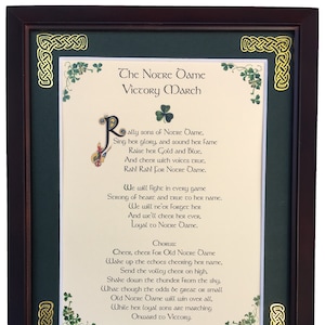 Notre Dame Victory March - Framed Song Lyrics - Personalize with Name, Date, Custom Message