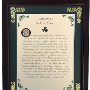 Footprints in the sand, Personalized Framed Blessing, Footprints in the Sand poem, Footprints in the Sand frame