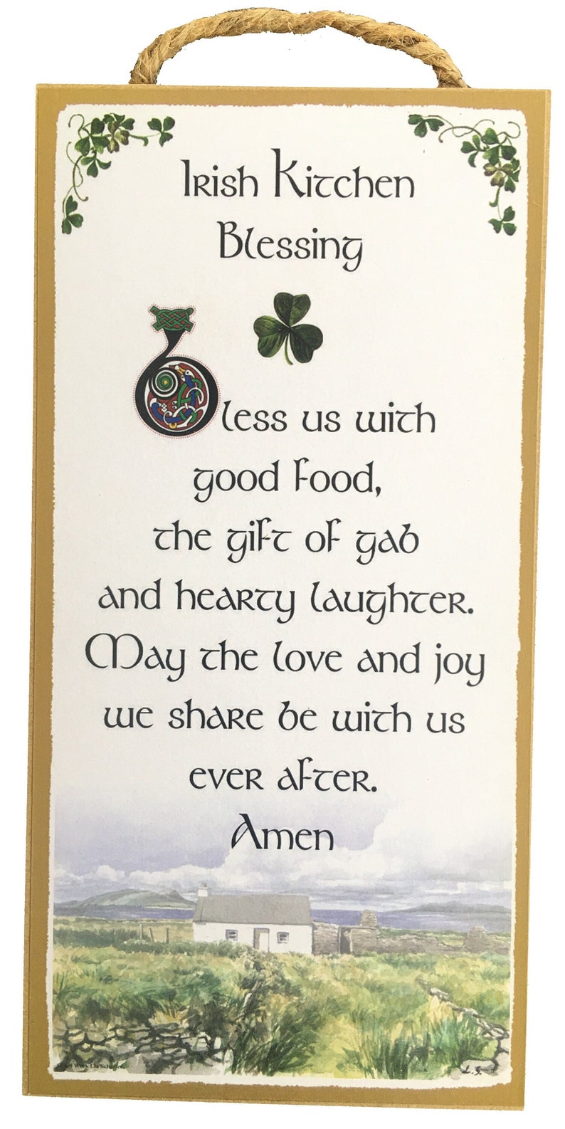 Bless Us with Good Food Irish Kitchen Blessing 5x10 Inch Hanging Wooden Plaque image 1