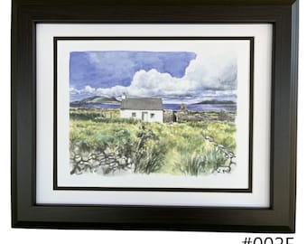 Irish Landscape Watercolor Paintings Matted & Framed 11x14 Wall Art Prints Home Decor Gift Ireland Countryside Artwork