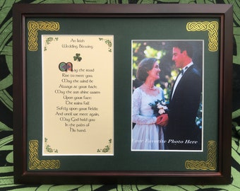 Irish Wedding Blessing - May The Road Rise - Personalized Framed Blessing - Name, Date, Message