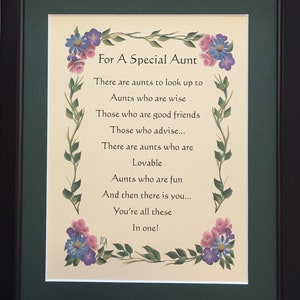 Aunt gift - aunt poem - aunt frame
