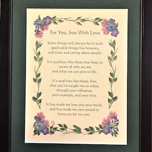 Son For You son With Love, Son Gift, Son Blessing, Son Prayer, Son Birthday Gift, Son Christmas Gift, Son Frame