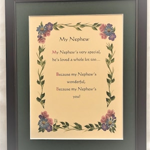 Nephew Poem, Nephew, Nephew Gift, Nephew gift from aunt, Nephew birthday gift,