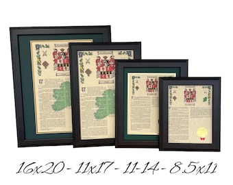 Framed Family Coat of Arms, Surname History, Genealogy