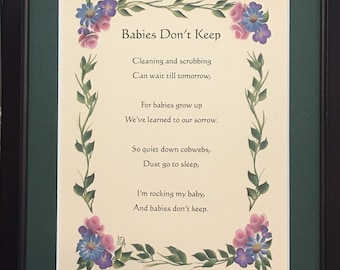 Babies Don't Keep - Newborn Baby Blessing - Personalize with Name, Date, Custom Message.