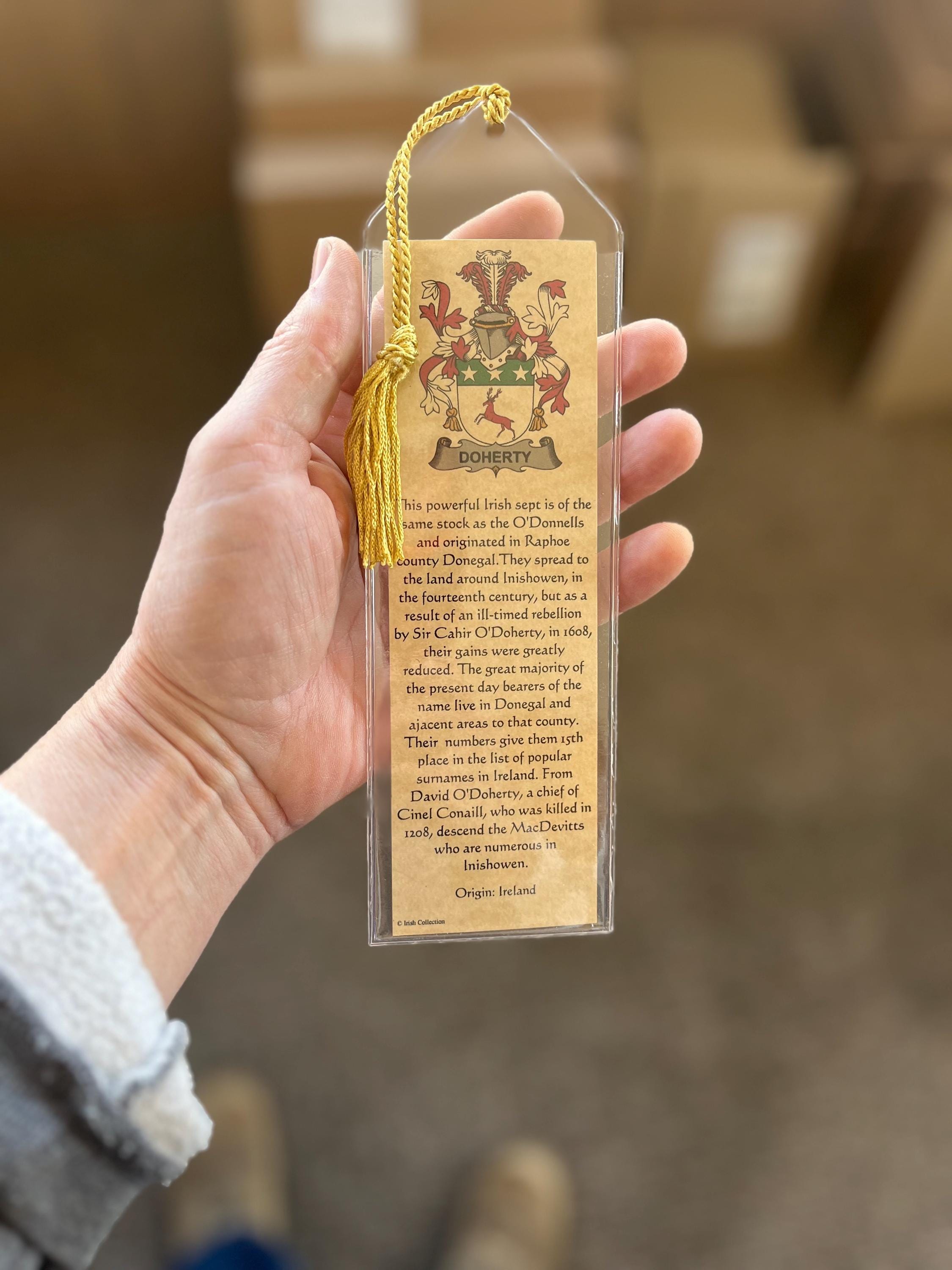 Family Crest Bookmark, Coat of Arms Bookmark, All Nationalities Available