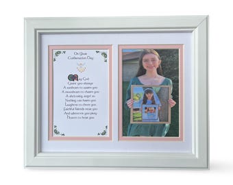 Confirmation Gift Frame White Wood Blessing Photo Opening Religious Keepsake Boys Girls Sponsor Present